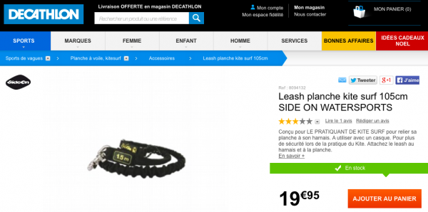 LEASH PLANCHE KITE SURF Decathlon